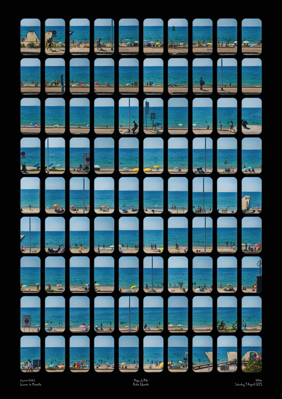 Côte d'Azur Poster Art Print Train Travel Katie Edwards Photography London